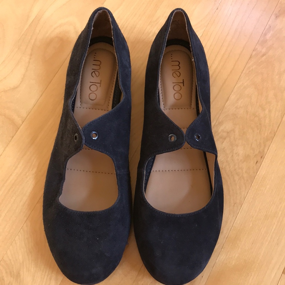 ☀️ME TOO Suede Cacey Tie Ballet Flats ~ navy